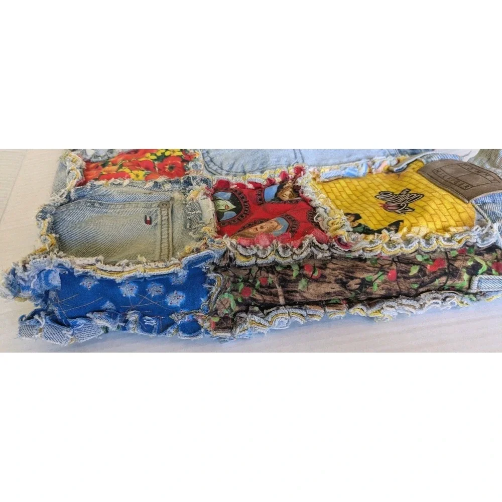 Upcycled Denim Tote Bag Wizard Of Oz Patchwork Tommy Hilfiger Handmade Jeans - Picture 12 of 14